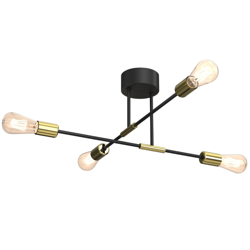 Plafoniera loft nera oro metallo Luminex Flame 4xE27