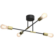 Plafoniera loft nera oro metallo Luminex Flame 4xE27
