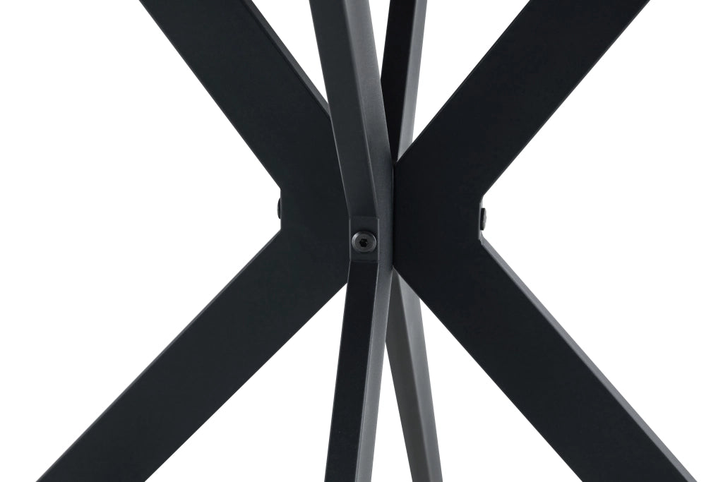 Tavolo da Pranzo Rotondo ¨C Xylo ¨C Noce MDF, Gambe Nere a X, 110 cm