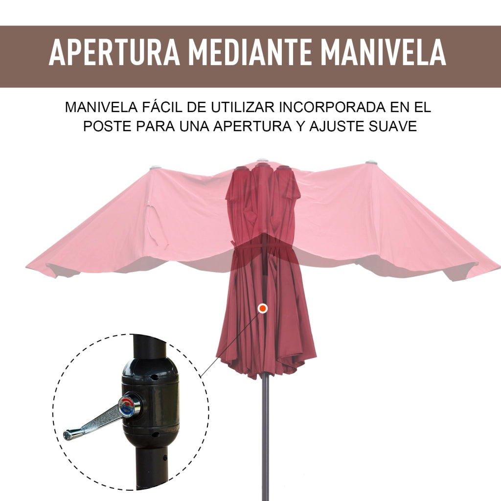 Ombrellone da giardino grande con manovella ¨C Minimal ¨C 455x265x238 cm rosso vino