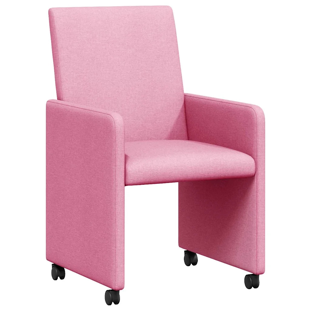 Sedie da Pranzo con Ruote 2 pcs Rosa 57 x 66 x 94 cm Tessuto 42017816
