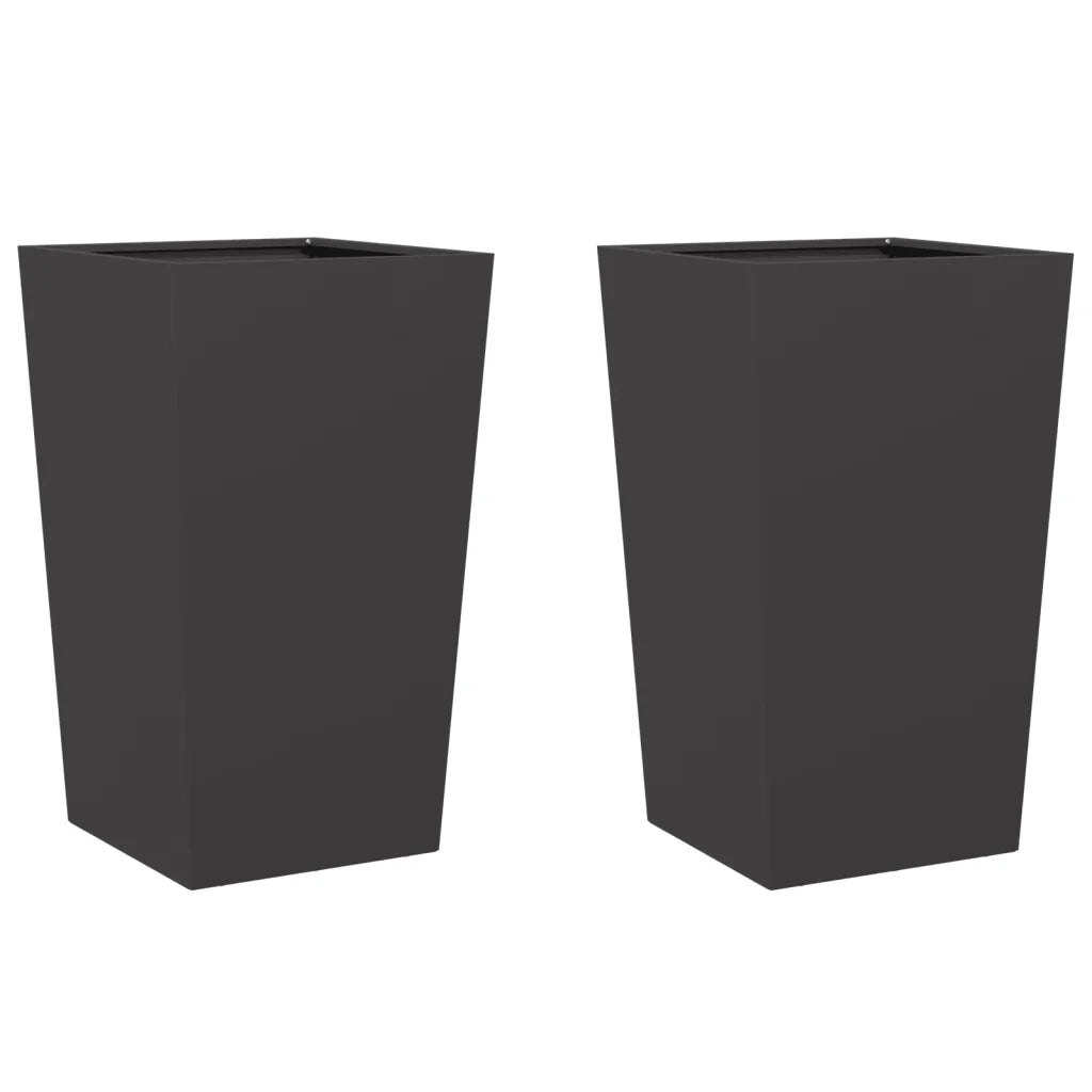 Fioriere da Giardino 2 pz Nere 45x45x75 cm in Acciaio