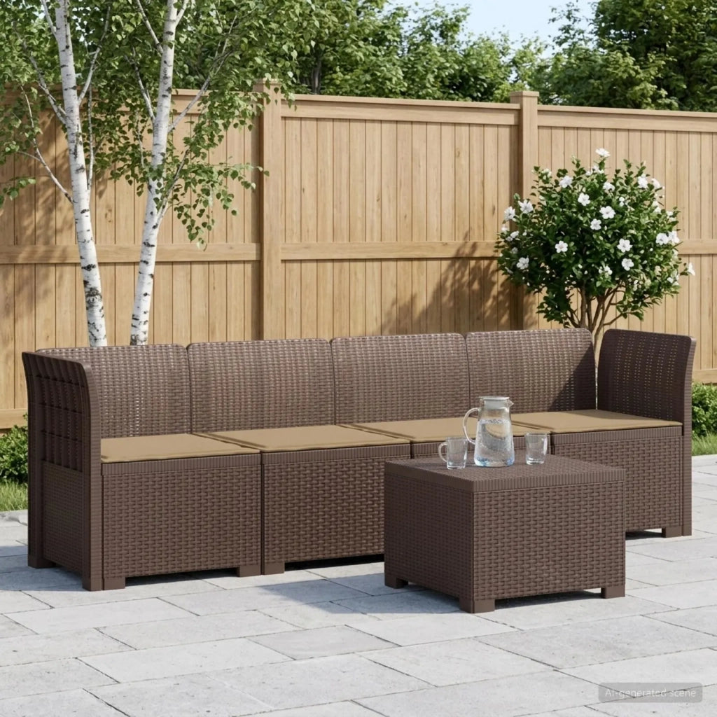 Divano da Giardino a 4 Posti con Cuscini in Stile Rattan PP 3443860