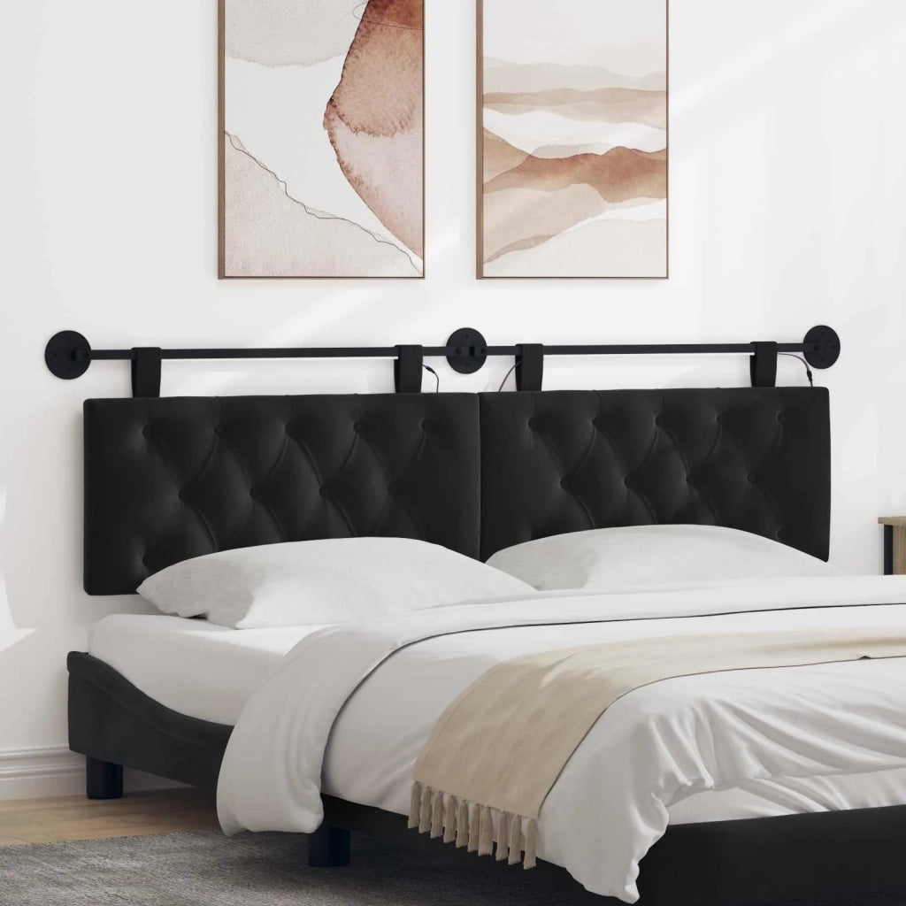 Testiera sospesa Con luce LED Nero Velluto