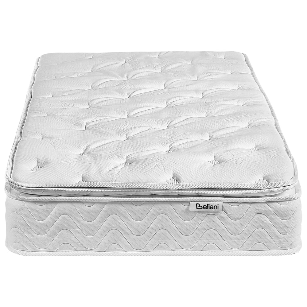 Materasso a molle insacchettate Tessuto di bambù bianco 90 x 200 cm 5 zone Rivestimento sfoderabile medio rigido