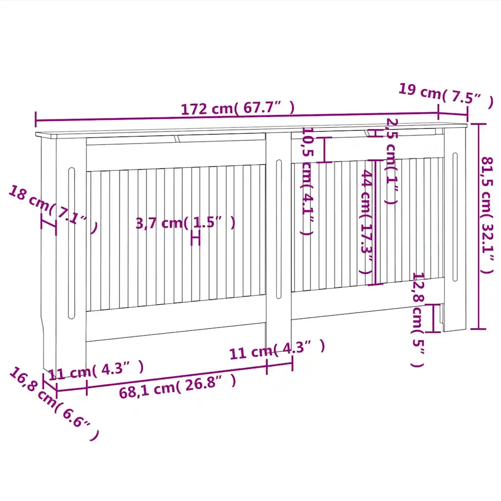 Copertura per Radiatore 172x19x81 cm in MDF 288190