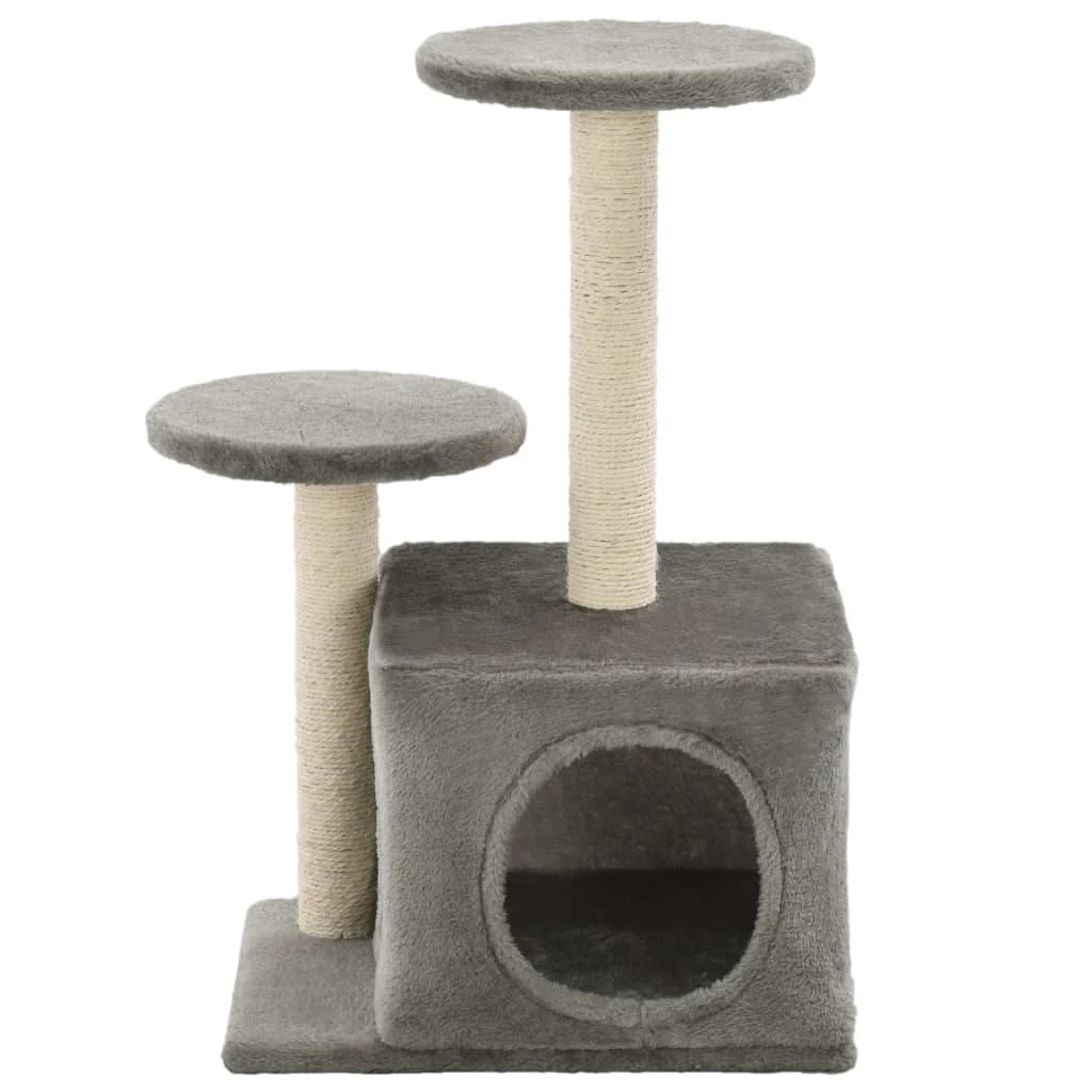 Tiragraffi albero per gatti cuccia per gatti peluche in sisal 60 cm grigio 3702218
