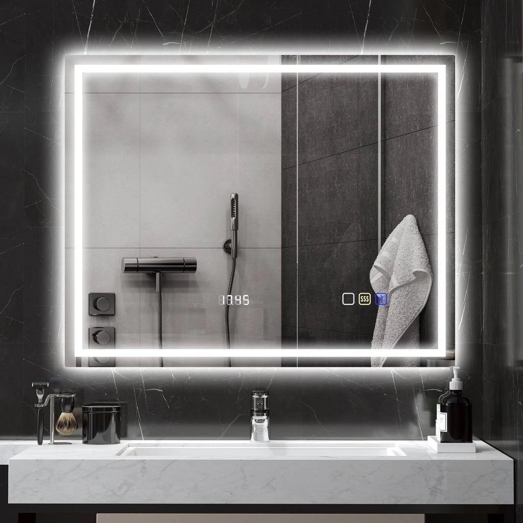 Specchio da Bagno LED con Luce Regolabile ¨C Zephmum ¨C 80x100 cm Antracite