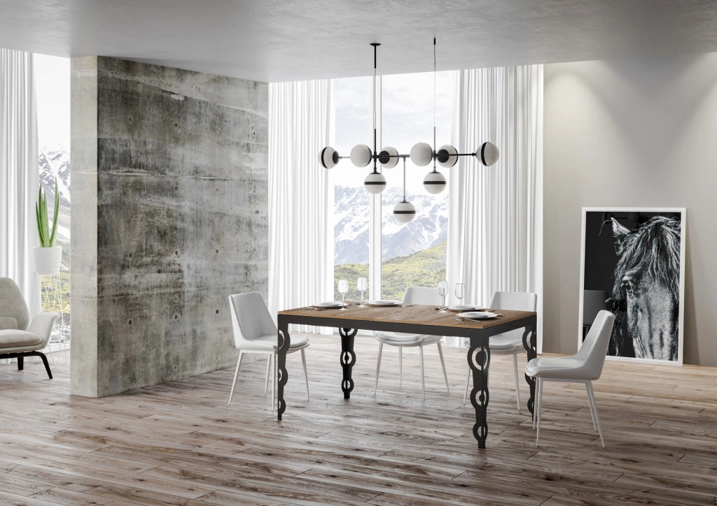 Tavolo allungabile 90x120/224 cm Karayan Evolution Quercia Natura telaio Antracite