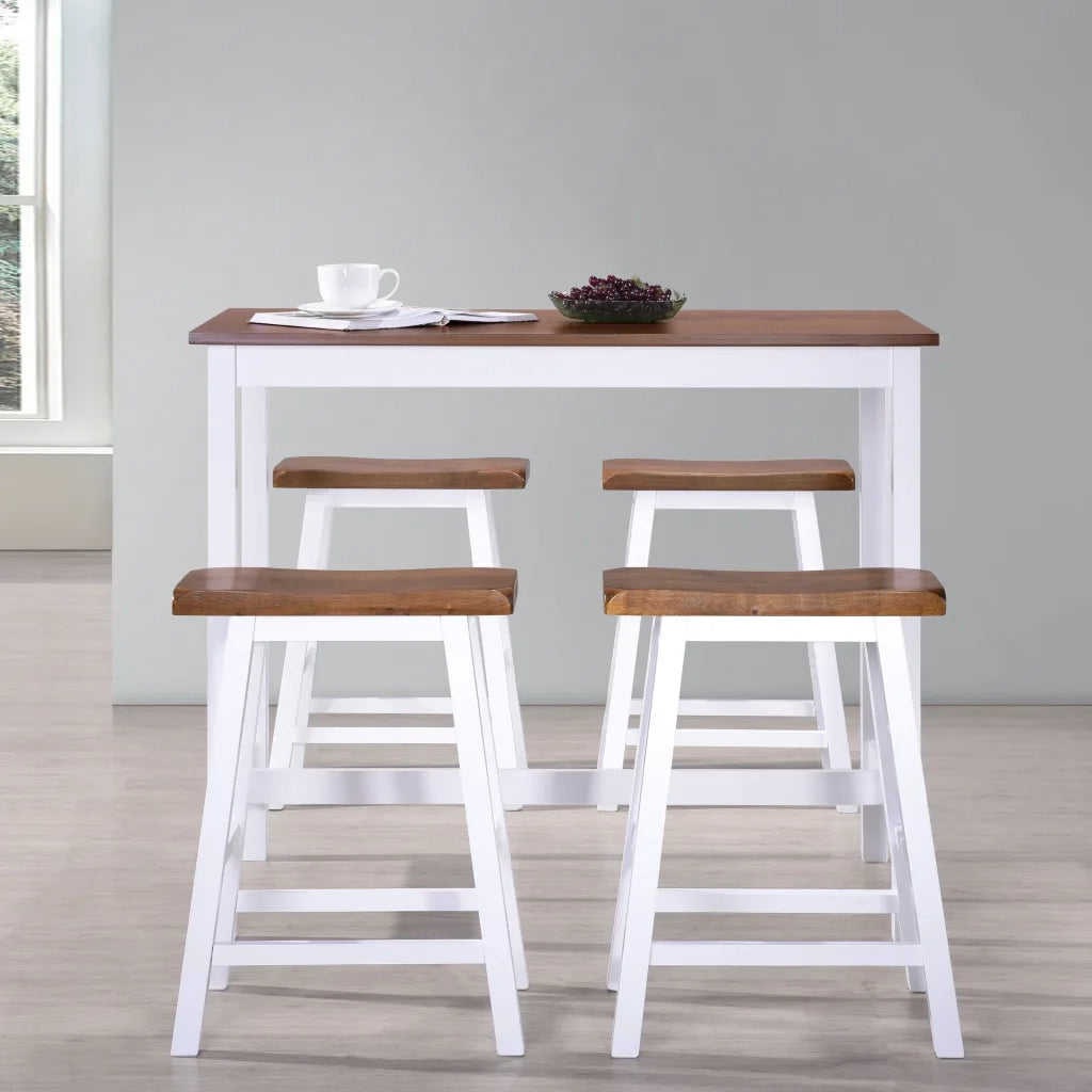 Set Tavolo da Bar e Sgabelli 5 pz in Legno Massello 275232