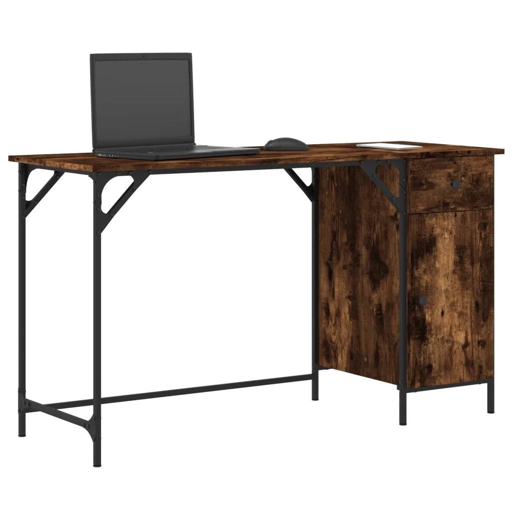 Scrivania | Tavolo da Ufficio Computer Rovere Fumo 131x48x75 cm Legno Multistrato