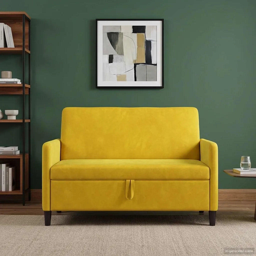 Divano con Storage Giallo 122 x 78 x 87 cm Poliestere 42036912