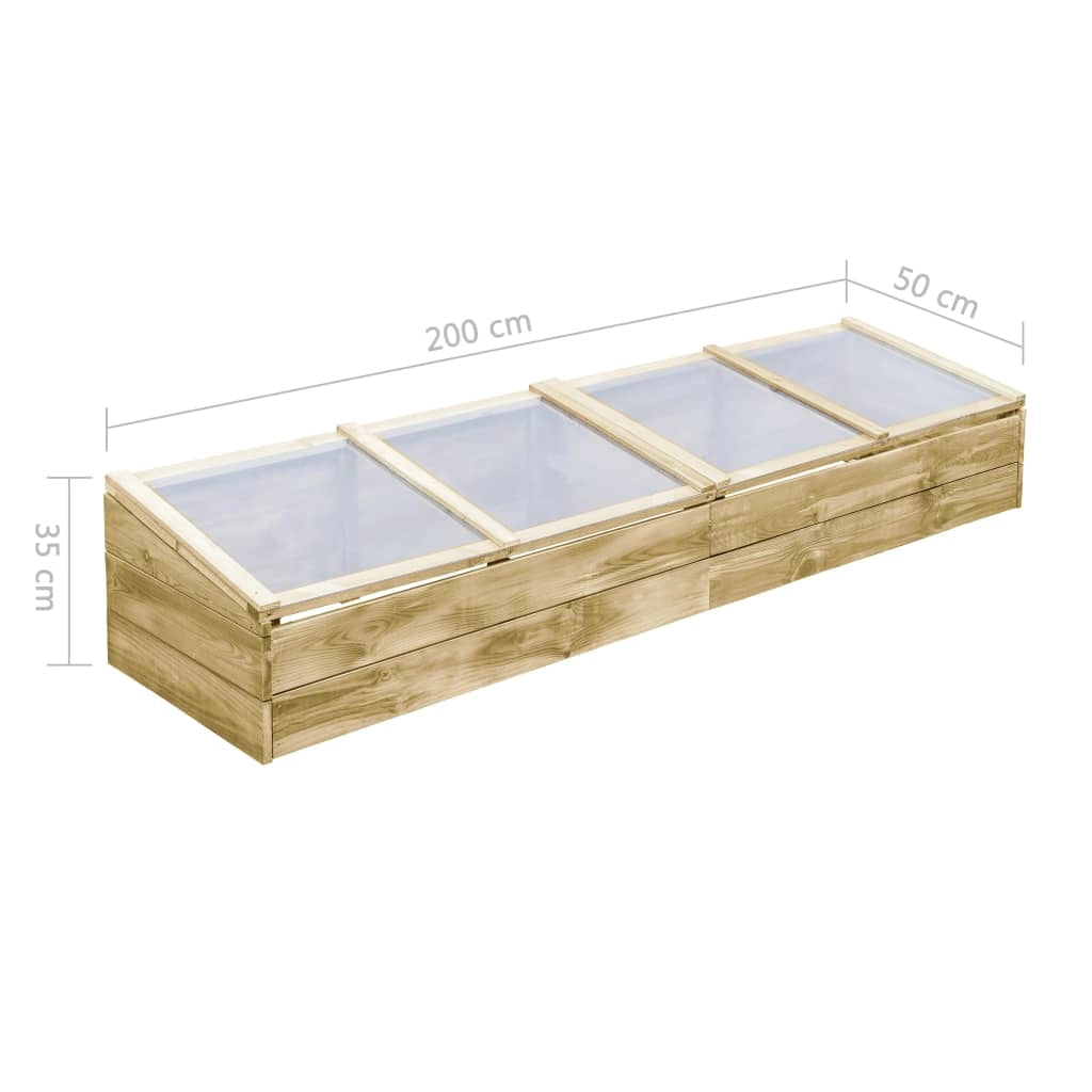 Serre set di 2 in legno di pino impregnato 200 x 50 x 35 cm verde 02_0044667
