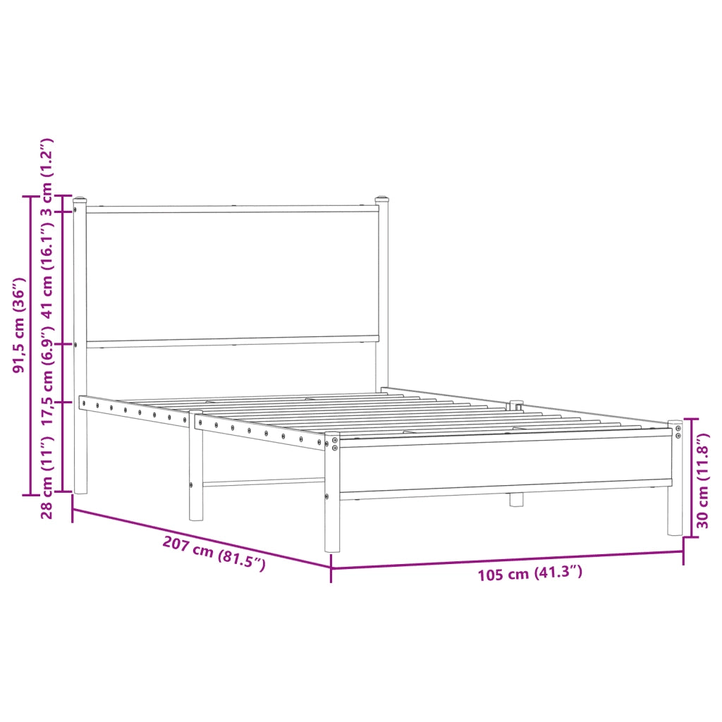 Giroletto senza Materaso in Metallo Rovere Sonoma 100x200 cm 4007863