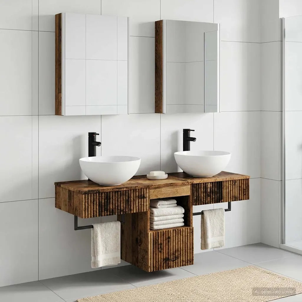 Set di Armadi da Bagno 5 pcs Legno antico 43 x 11,5 x 60,5 cm 3406293