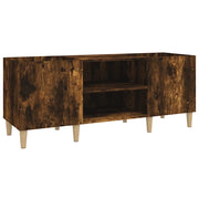 Mobile porta dischi pratico con vano contenitore 121 x 38 x 48 cm realizzato in legno composito finitura rovere affumicato 02_0049192