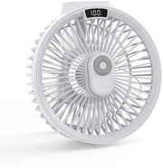 Ventilatore da tavolo bianco, ventilatore da soffitto multifunzionale con LED, ventilatore da campeggio ricaricabile con USB per esterno.