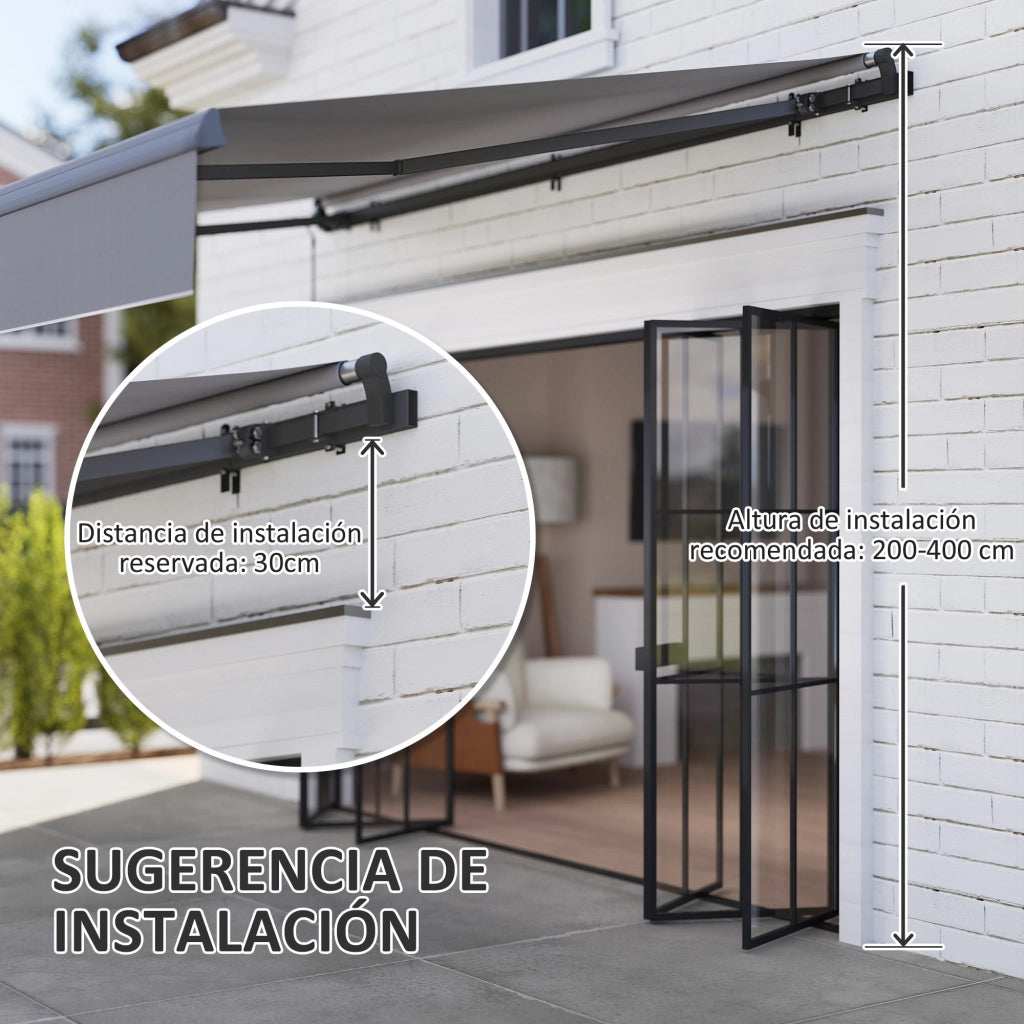 Tenda da giardino retrattile manuale ¨C zephmum ¨C grigio 295x200 cm