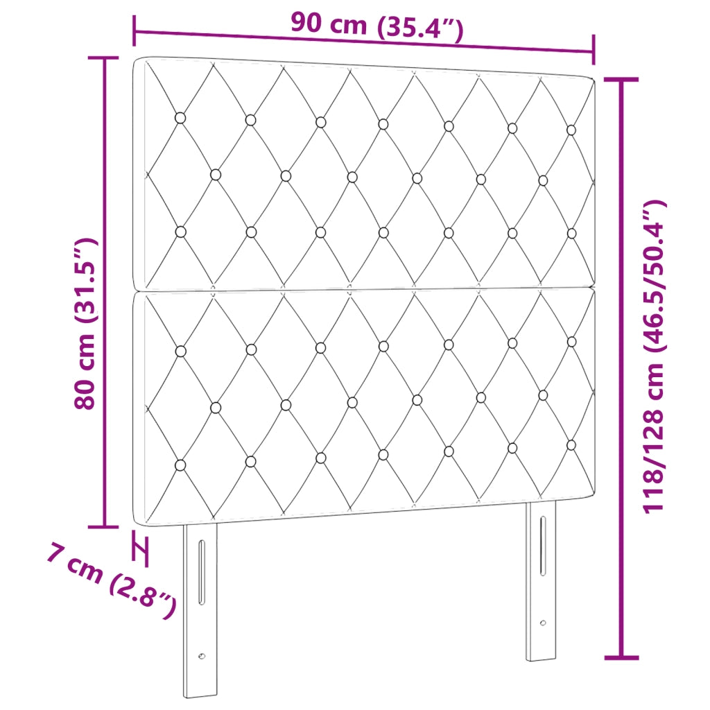 Testata LED Blu Scuro 90 cm Velluto