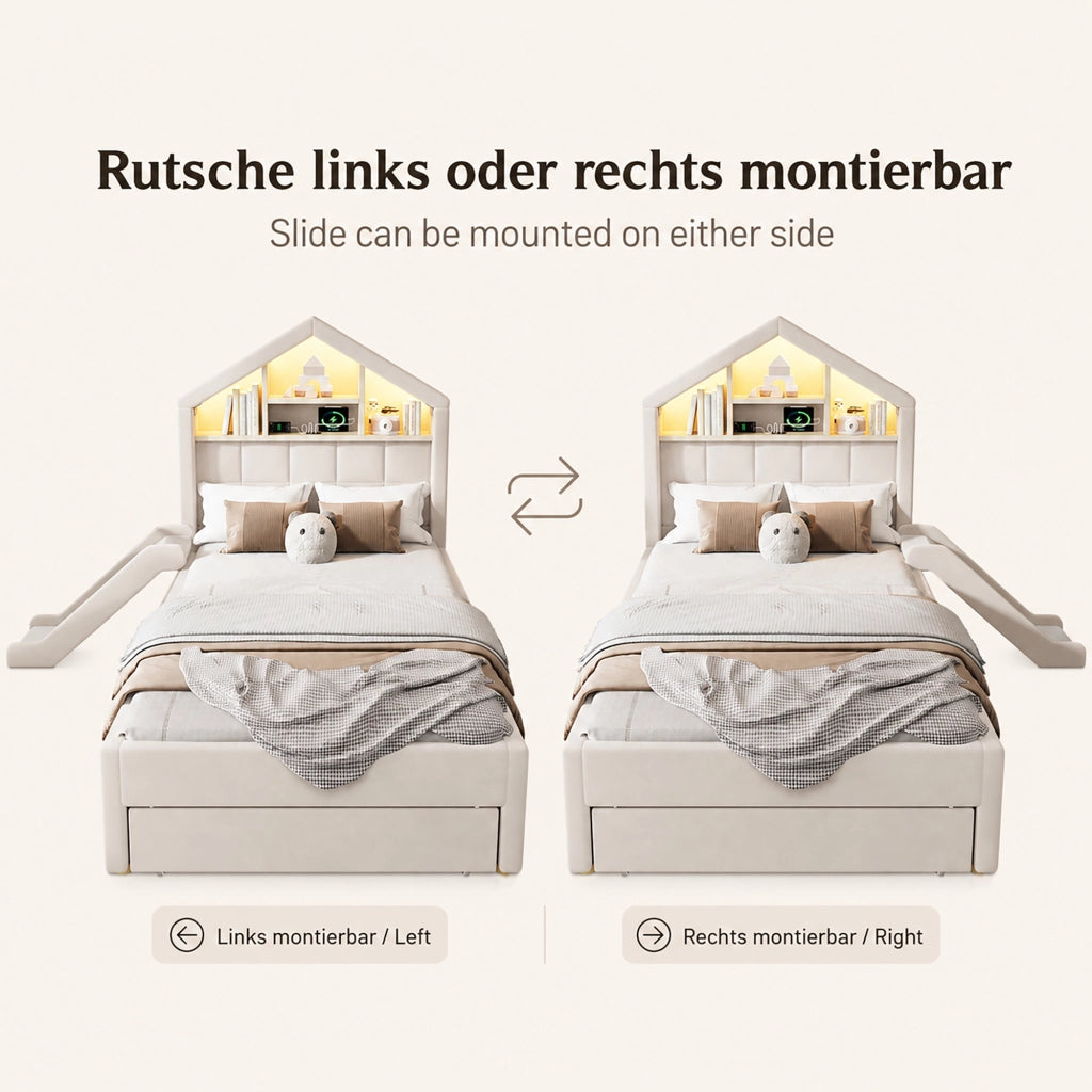 letto per bambini velluto beige 156 x 214 cm