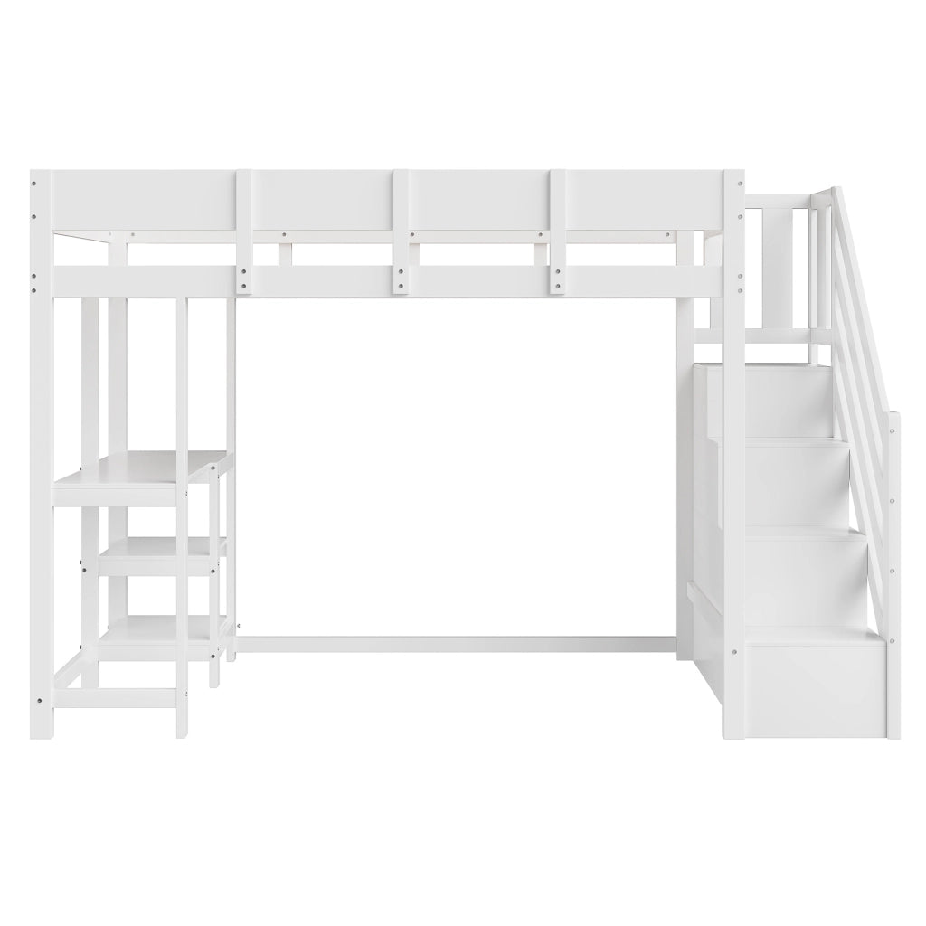 Letto a castello con spazio di stoccaggio in legno di pino bianco 90x200 cm