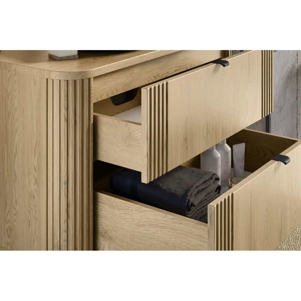 Set da bagno KORI: mobile sottolavabo 100cm + piano d'appoggio + lavabo da appoggio