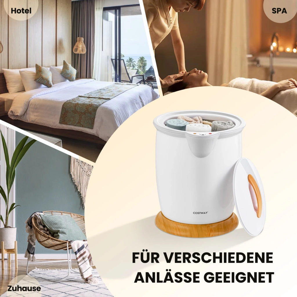 Scaldasalviette Elettrico a Secchiello 20L Scalda Asciugamani in ABS Bianco Compatto e Portatile con Diffusore di Aromi