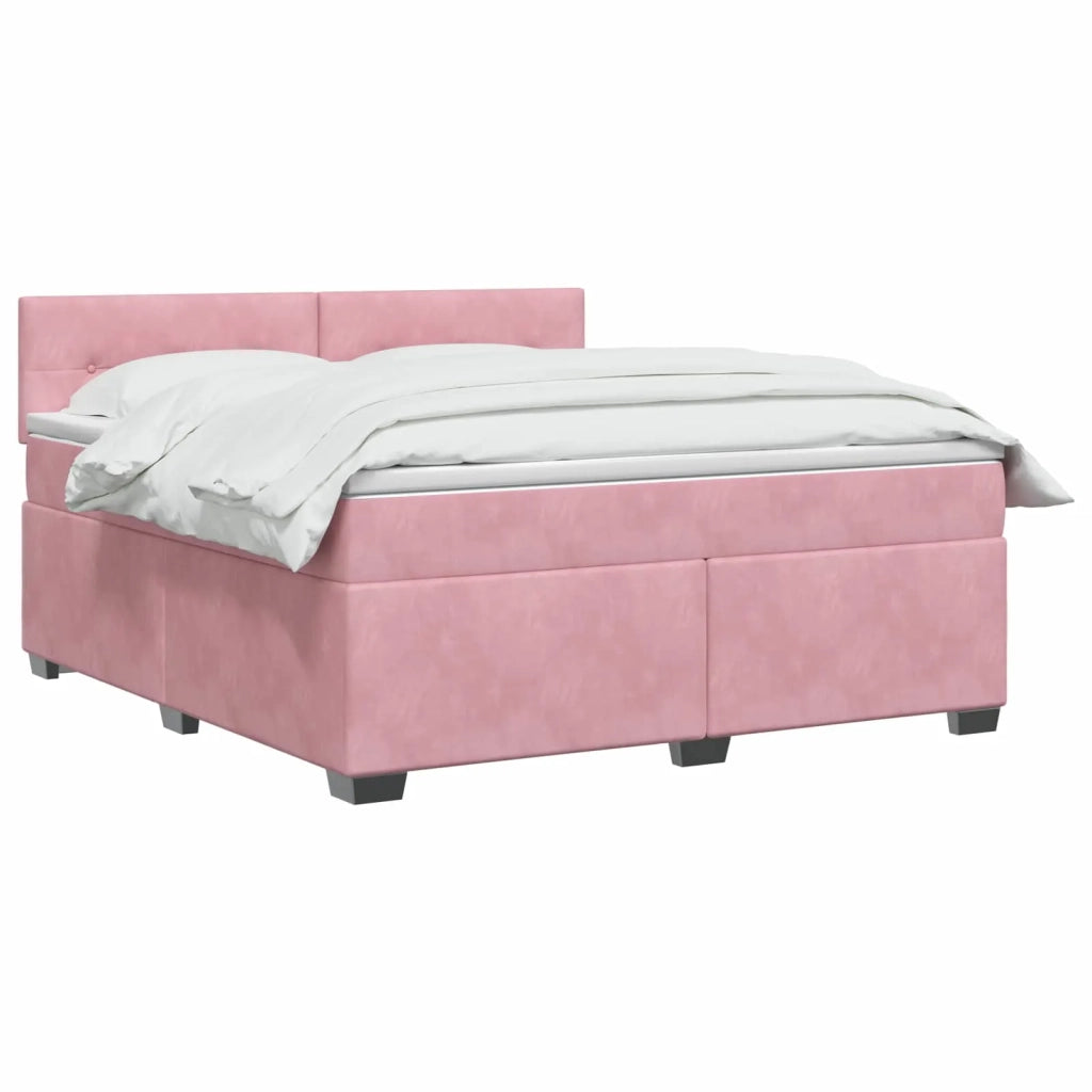 Letto con Box Spring, Materasso e LED Rosa 140 x 200 cm Velluto 3452197