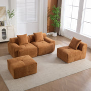 Divano angolare modulare in tessuto con schiuma memory, seduta confortevole, senza montaggio, arancione 268 × 102 × 78 cm
