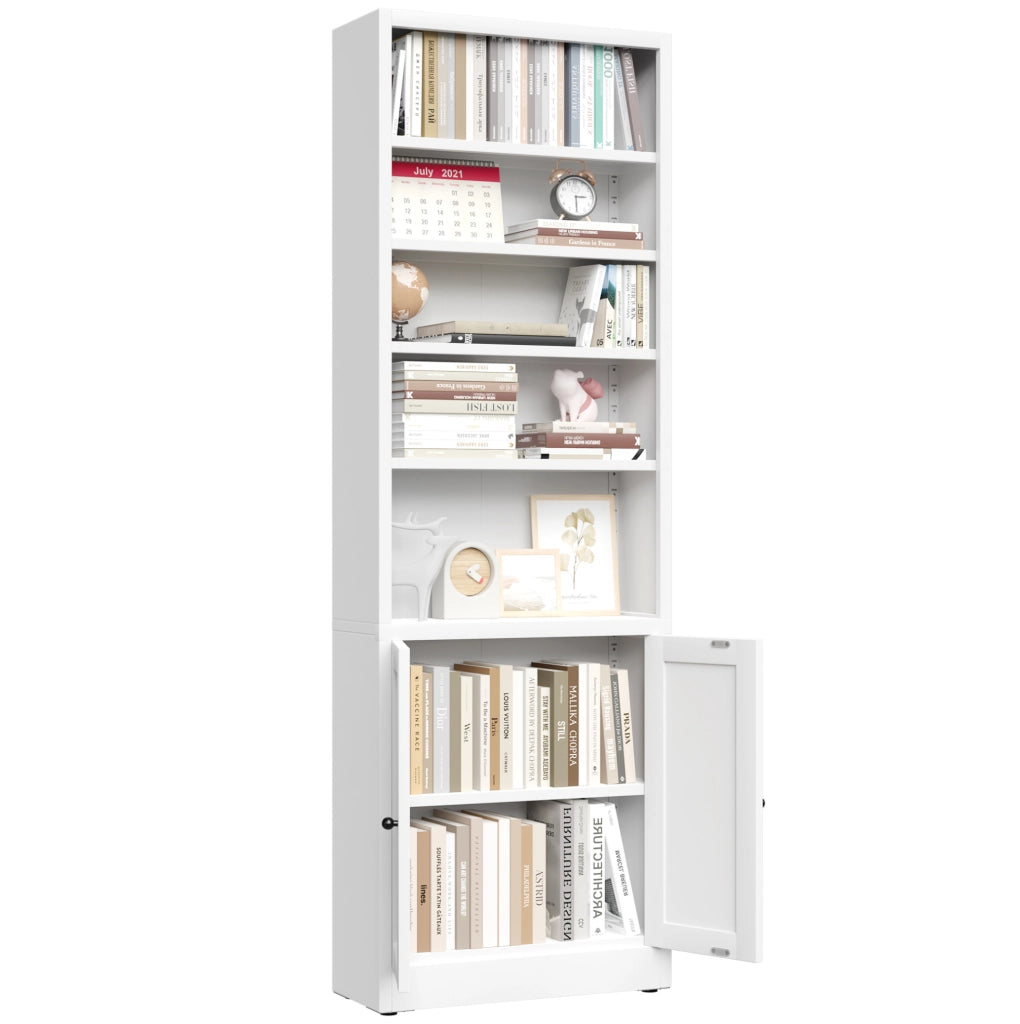 LIBRERIA CON PORTA E RIPIANI REGOLABILI 180,34 x 60 x 23,4 cm METALLO BIANCO