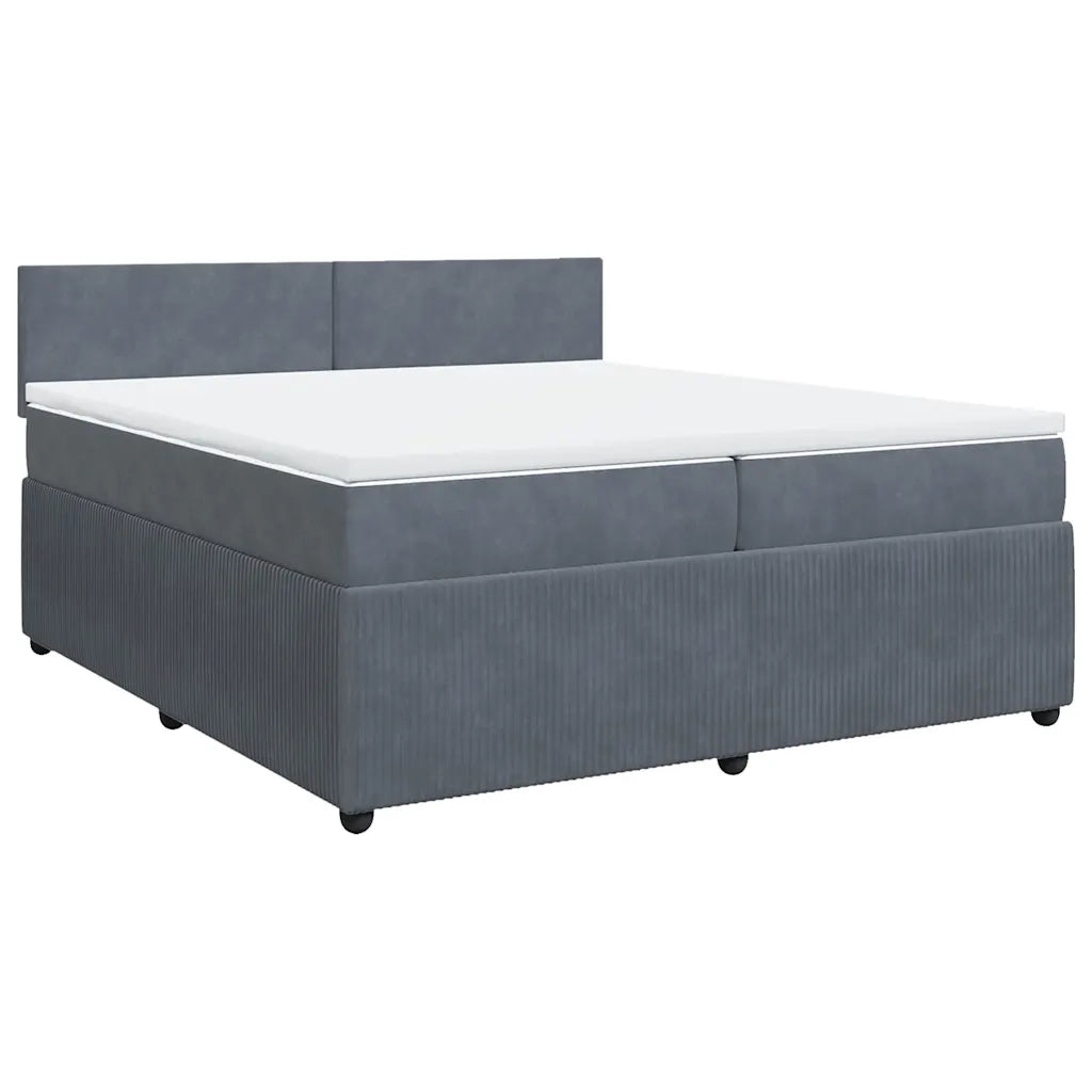 Giroletto a Molle con Materasso Grigio Scuro 200x200 cm Velluto
