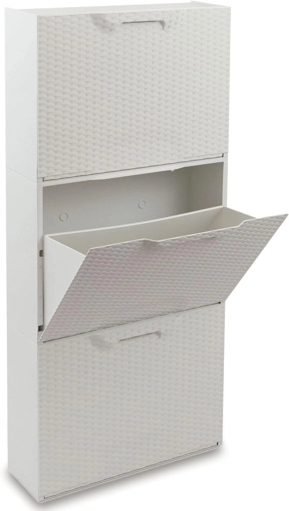 SCARPIERA MODULARE RATTAN in plastica BIANCO CM 51X17,3 H.CM 40,1 agganciabile, componibile e incastrabile