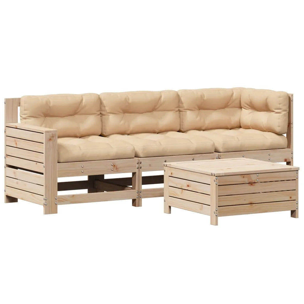 Set Divani da Giardino 4 pz | Set Salotto da Giardino con Cuscini Legno Massello di Pino