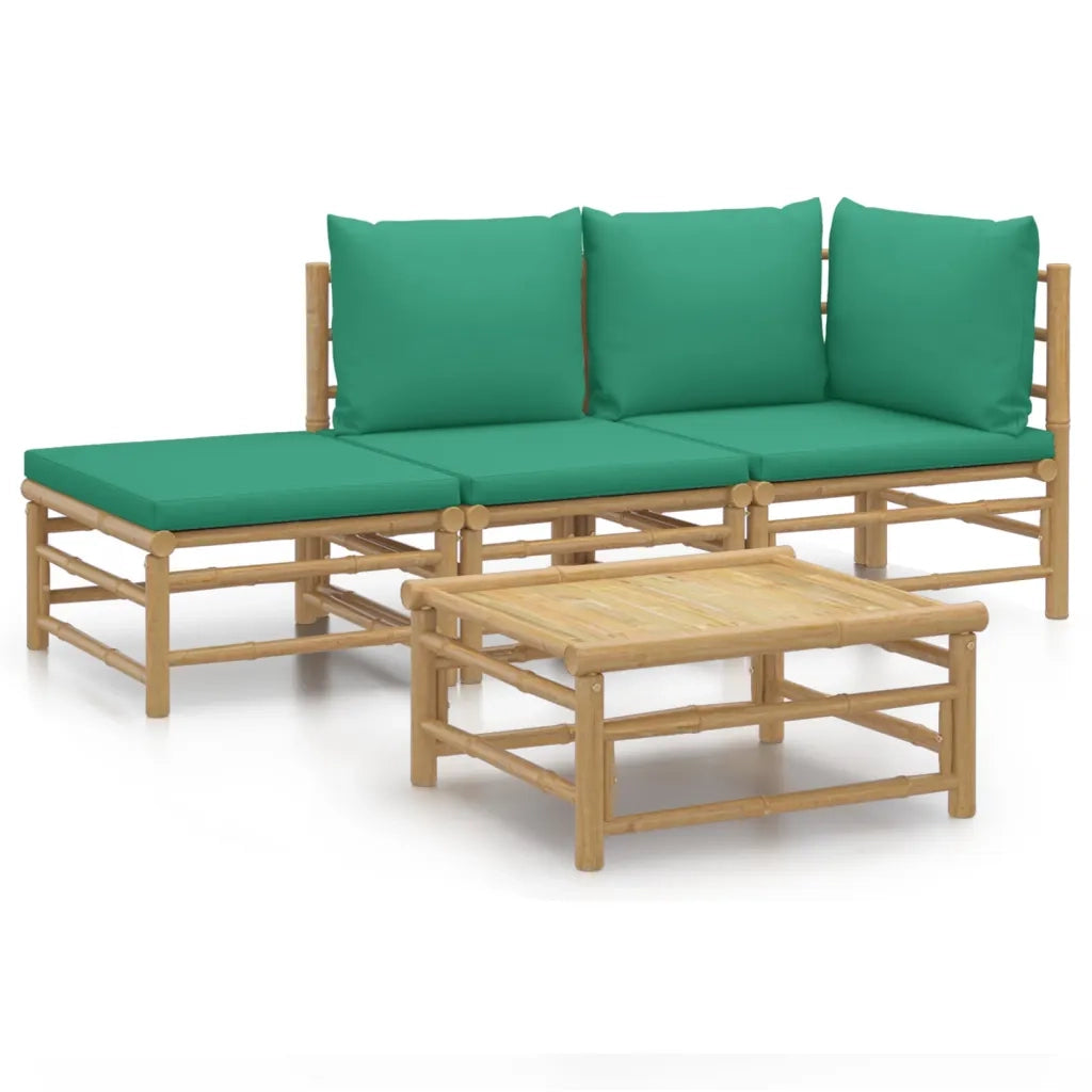 Set Salotto da Giardino 4pz con Cuscini Verdi BambÃ¹cod mxl 124214