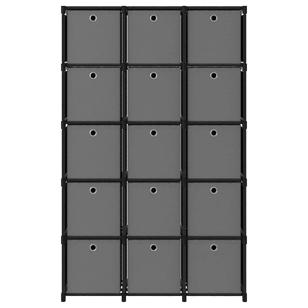 Mobile con 15 Scatole a Cubo Nero 103x30x175,5 cm in Tessuto CFW6280073
