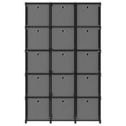 Mobile con 15 Scatole a Cubo Nero 103x30x175,5 cm in Tessuto CFW6280073