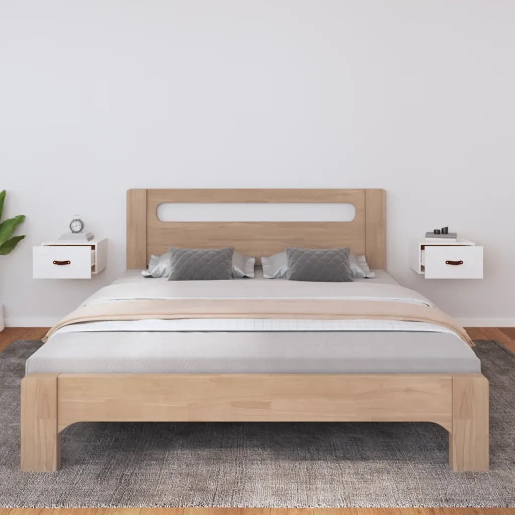Set di 2 Comodini | Armadio da Notte | Mobiletto da notte a Muro Bianchi 40x29,5x22 cm