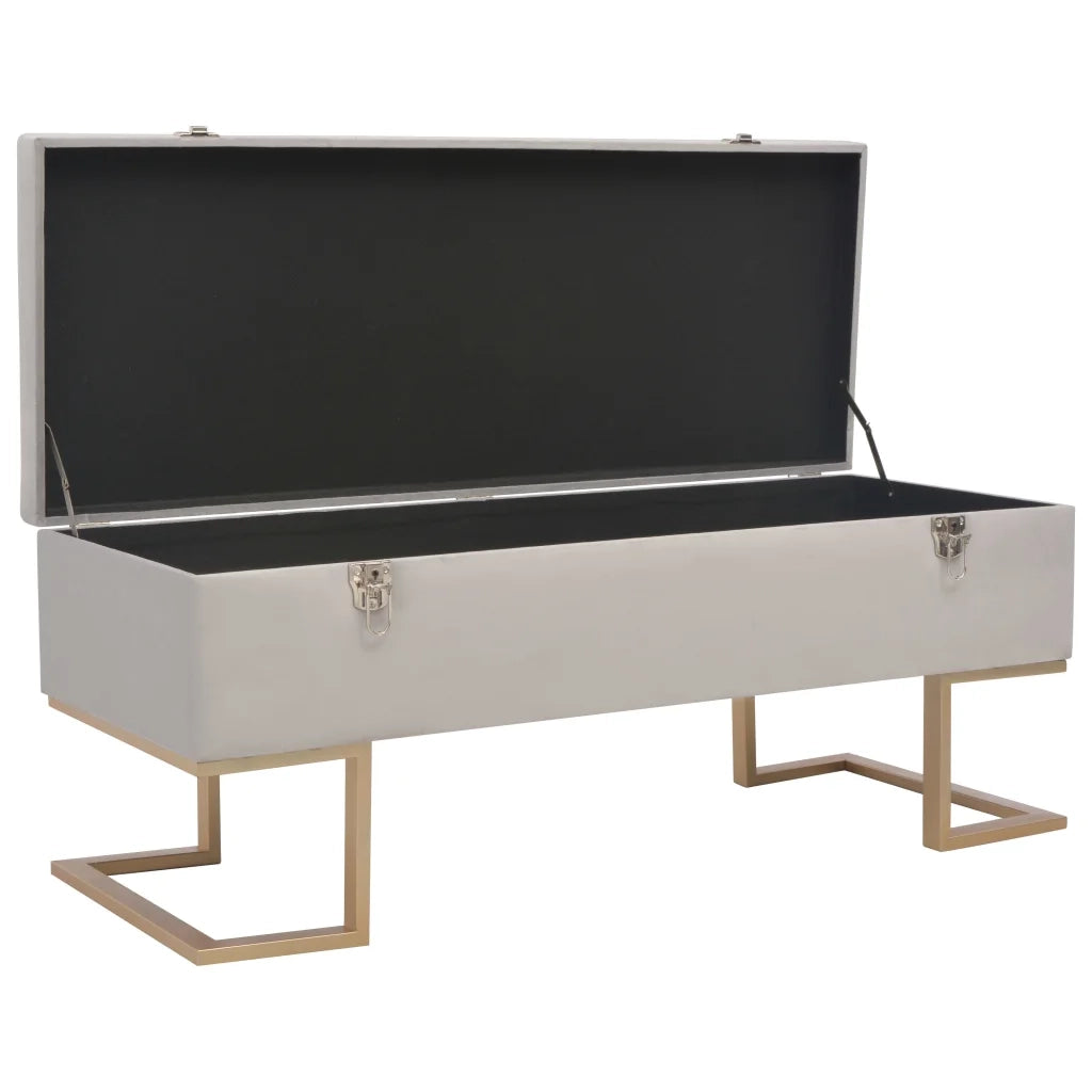 Panca con Vano Portaoggetti-Panca con Contenitore-Sgabello 105 cm Grigio in Velluto