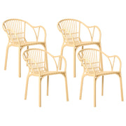 Set di 4 sedie da giardino beige in polipropilene leggero resistente alle intemperie in plastica per interni e per esterni moderno