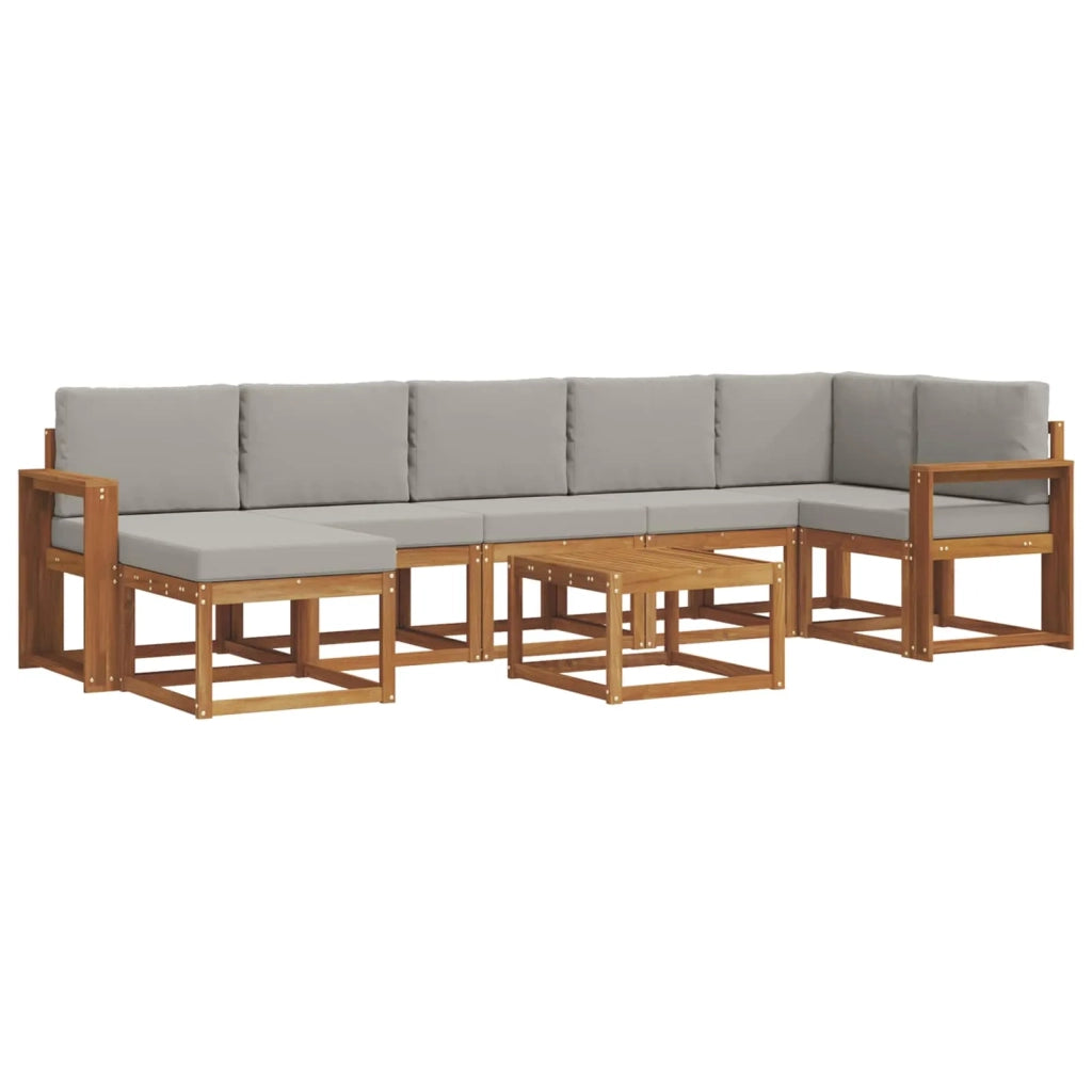 Set di divani da esterno 8 pcs Grigio Naturale e Chiaro