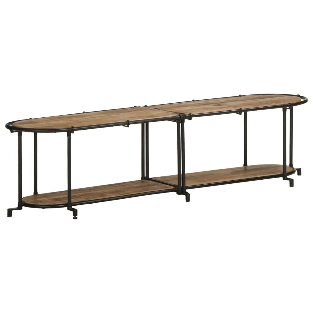 Mobile porta TV dal design industriale con ampio spazio di archiviazione 160 x 42 x 40 cm legno massello marrone 02_0057615