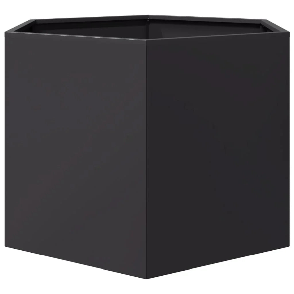 Fioriera/aiuola esagonale per piante fiori terrazza giardino 69 x 60 x 45 cm acciaio nero 02_0038650