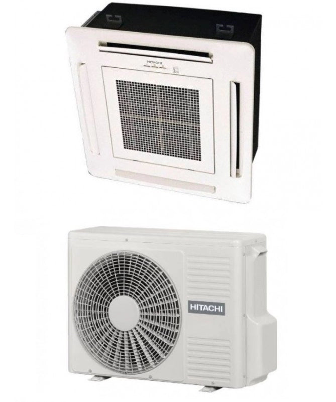 Climatizzatore Condizionatore Hitachi a Cassetta 4 Vie Inverter 9000 Btu RAI-25RPA R-410 con Griglia Inclusa