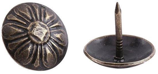 Pacchetto di 100 Spilloni per Grootkop - Forma Ronde/Vierkante/Pruimnagel - Colore Groen Brons - Materiale IJzer - Dimensioni 16 × 15 mm - Spille
