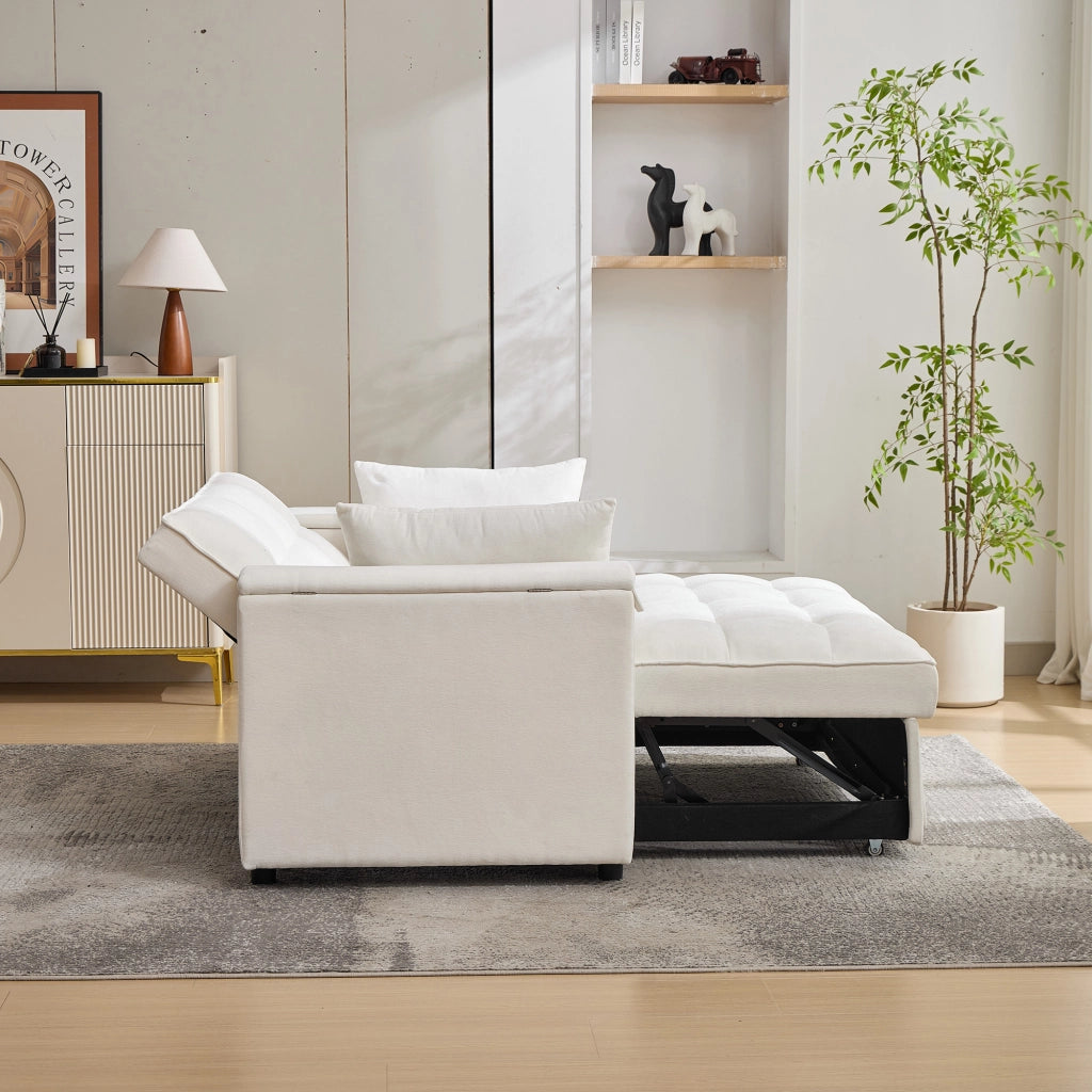 Divano Letto 3 in 1 Estraibile 2 Posti con Tavolo e Portabicchieri ¨C Xylo ¨C Beige