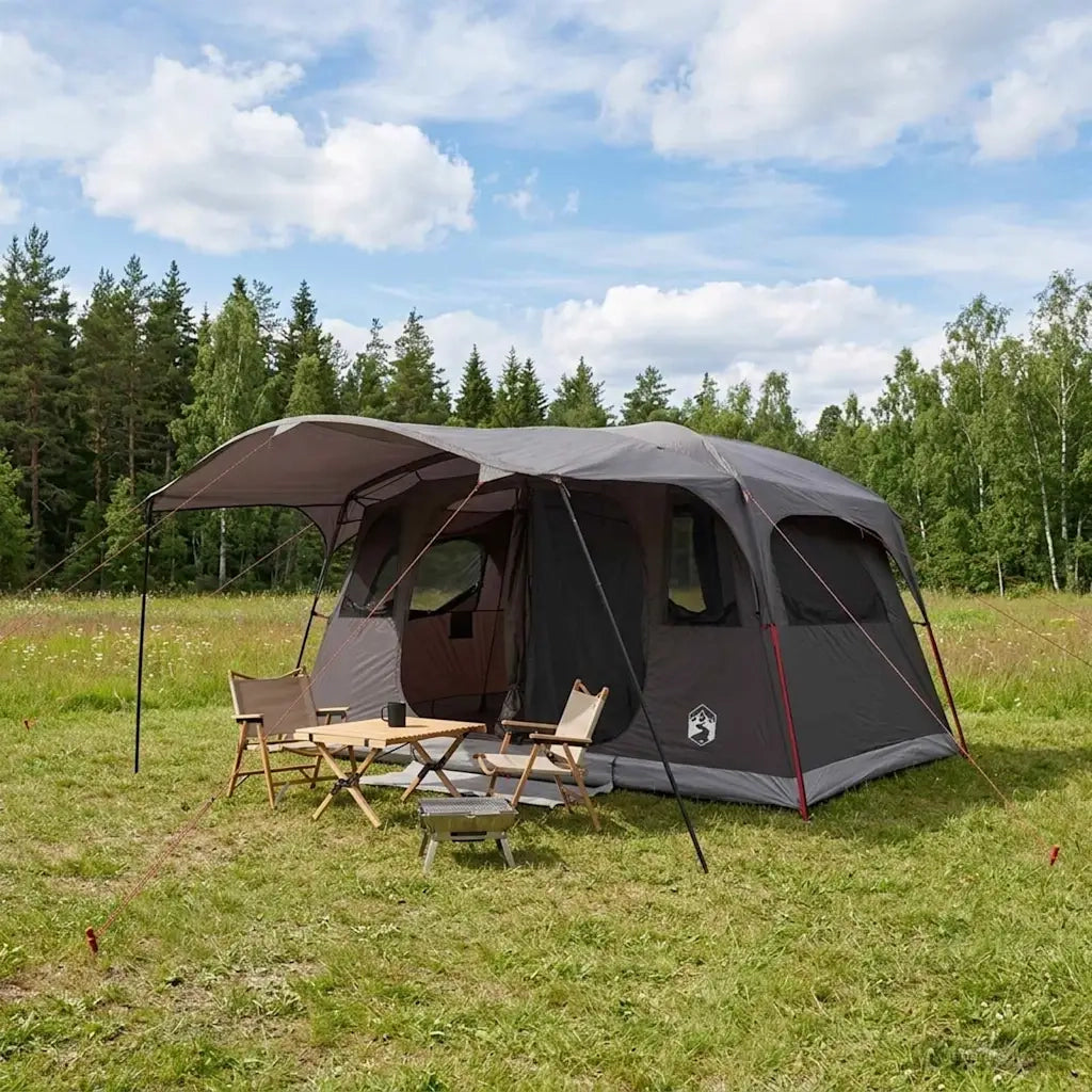 Tenda a tunnel con tetto Marrone Grigio 427 x 305 x 205 cm 42029017