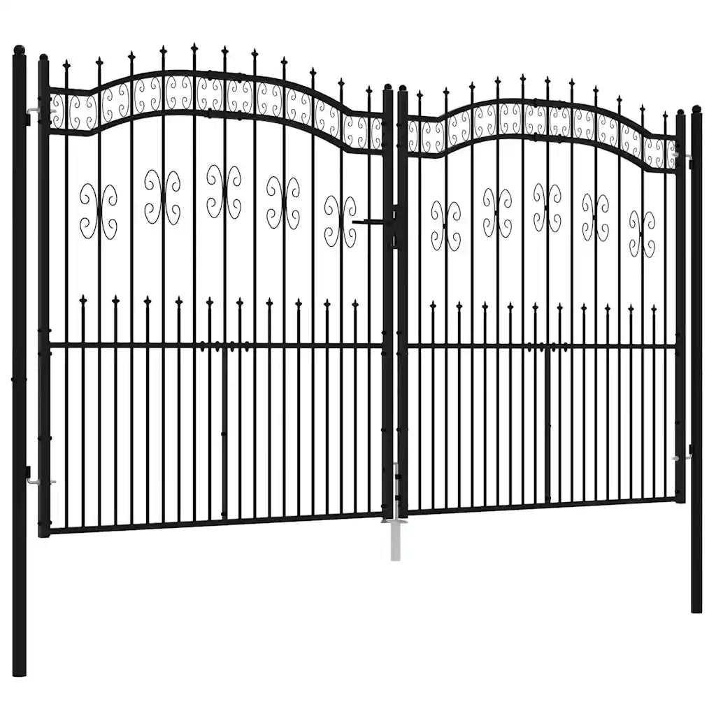 Cancello per recinzione Kampen con punta a lancia Nero 302x172 cm in acciaio 151098