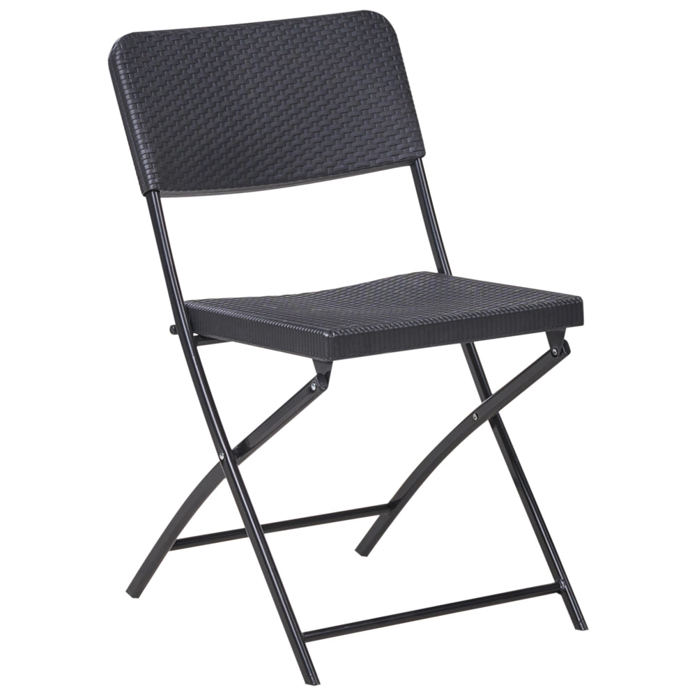 Set da bistrot con tavolo e 2 sedie Seduta e schienale in materiale sintetico Gambe in acciaio Pieghevole Resistente alle intemperie Nero