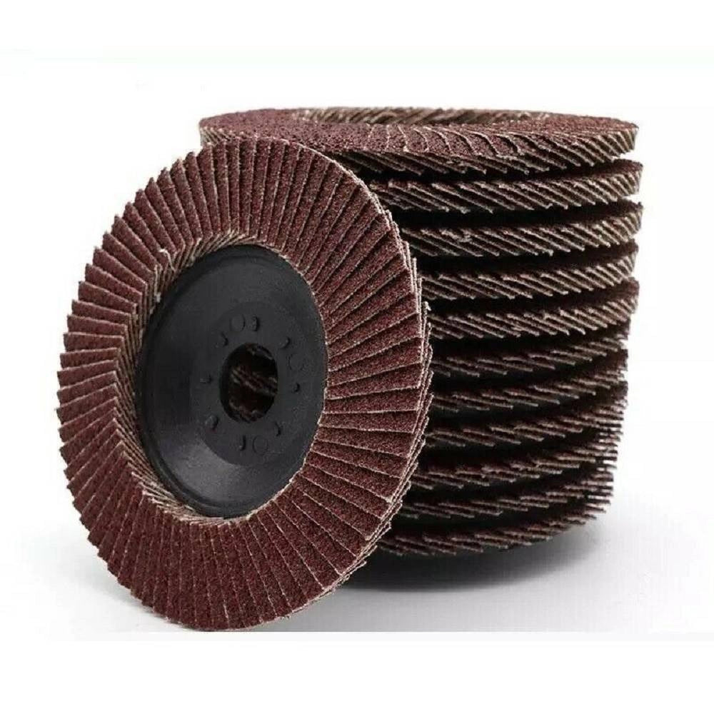 Trade Shop - Kit 10 Pz Disco Abrasivo Lamellare Per Smerigliatrice 115 Mm Grana 100 -
