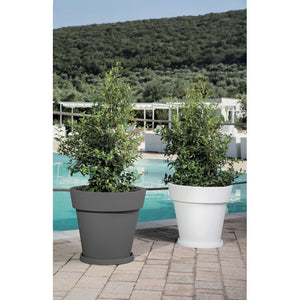 Vaso moderno di design Ø50 H44 in polimero grigio resistente per interno ed esterno - Made in Italy - Monacis